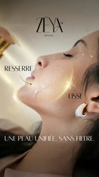 Woman applying hydrating rose toner mist for smoother skin, refined pores and radiant glowing complexion.